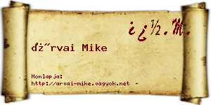 Árvai Mike névjegykártya